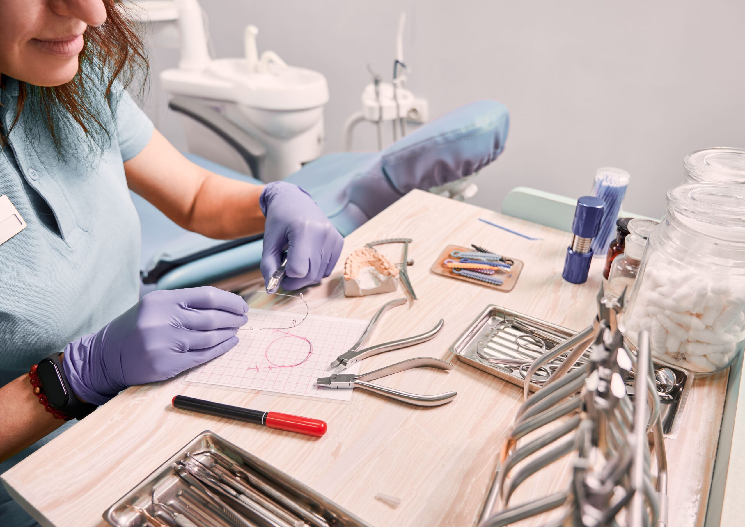 dentist working in dental office